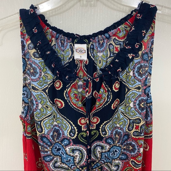 Women’s Bila Tank Top Sz Small Red/Blue Paisley - Picture 3 of 4